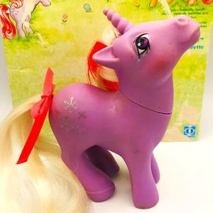 G1 My Little Pony - Powder Pony + Ribbon + Back Card